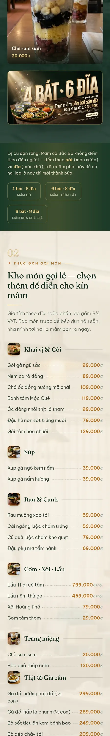 Website demo Mộc Quê trên điện thoại — phần 3/8