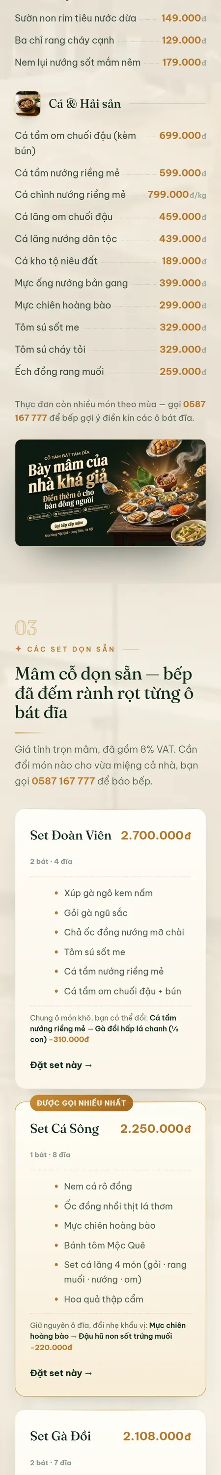 Website demo Mộc Quê trên điện thoại — phần 4/8
