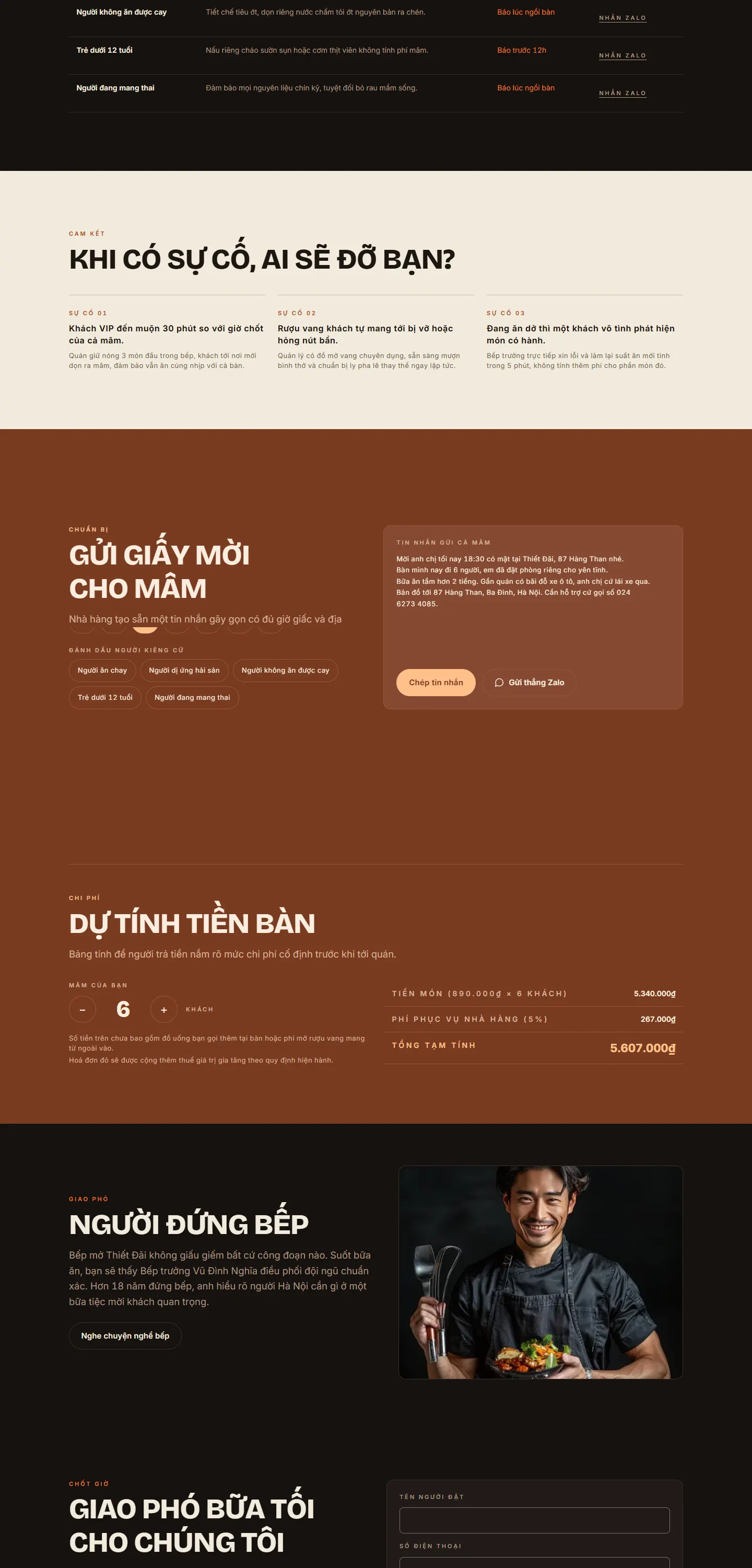 Website demo Thiết Đãi trên máy tính — phần 3/4