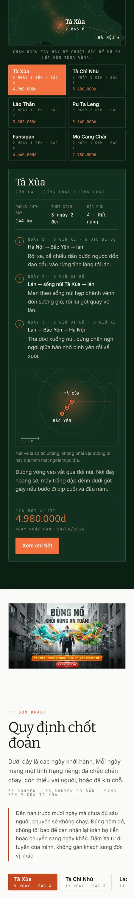 Website demo Dặm Xa trên điện thoại — phần 4/9