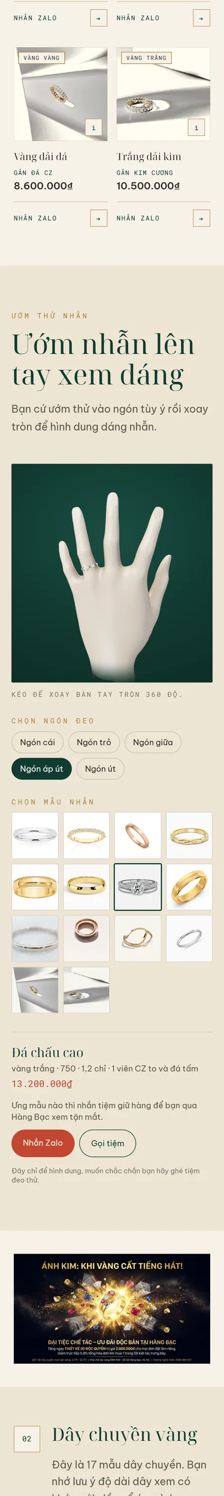 Website demo Ánh Kim trên điện thoại — phần 3/9