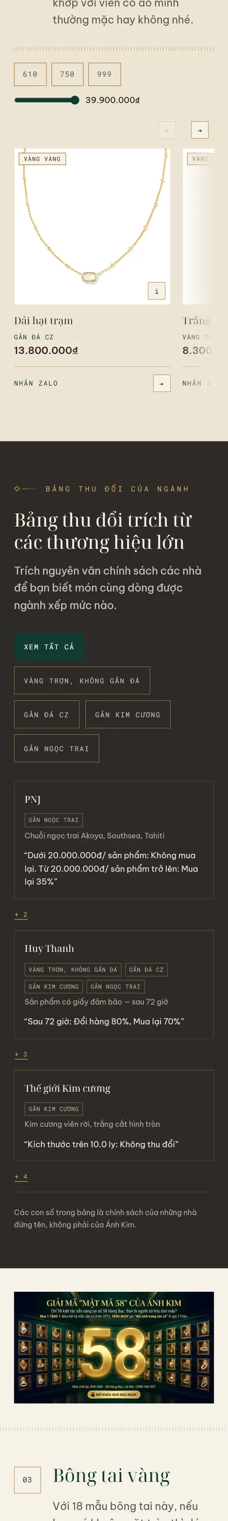 Website demo Ánh Kim trên điện thoại — phần 4/9