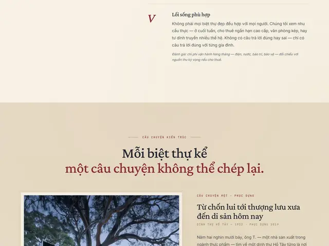 Giữa trang website demo Hạc Trắng Estates