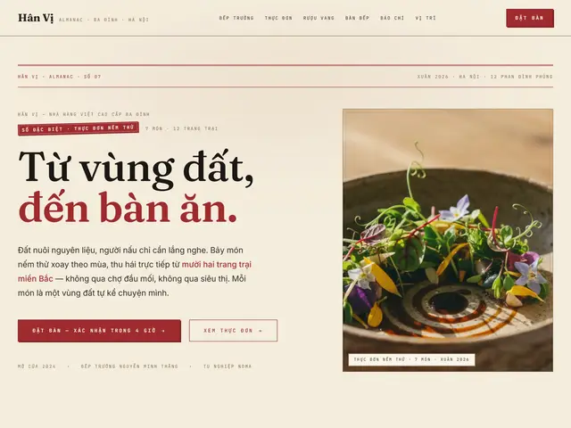 Đầu trang website demo Hân Vị