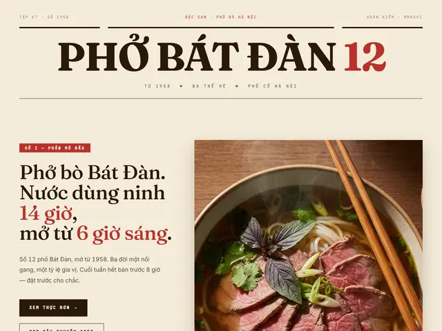 Đầu trang website demo Phở Bát Đàn 12