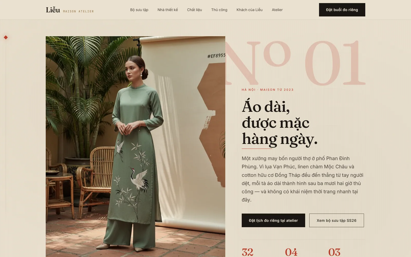 Liễu Atelier — Áo dài modern + ready-to-wear demo screenshot