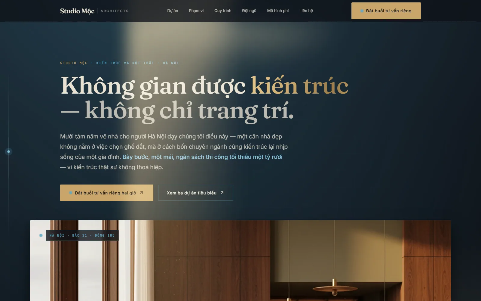 Studio Mộc — Full-service architecture firm demo screenshot